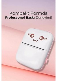 Resim Mini Fotoğraf Yazıcı Kablosuz Etiket Yazıcı Baskı Makinesi Uyumlu iOS Android Uyumlu Termal Printer Pembe 