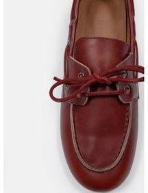 Resim Miuccia Bordo Hakiki Deri Kadın Loafer Bordo 