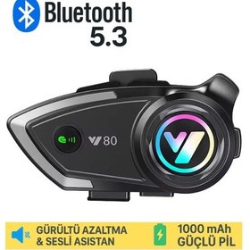 Resim Y80 İnterkom Motosiklet Kask Kulaklık Bluetooth 5.3 İntercom Set 