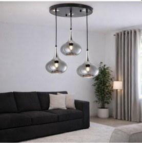 Resim Tt602-3y-sy-kr Tt Ayd. Mat Siyah - Krom 3 Lü Hunili Tombul Avize Siyah - Krom 