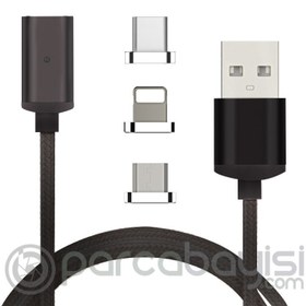 Resim İphone Type-C, Android 3 Başlık Manyetik Şarj Usb Kablosu Aynı Gün,Hızlı Kargo !!