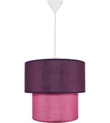 Resim Şenay Aydınlatma Ikili Silindir Kumaş Sarkıt Avize-Bordo Pembe 