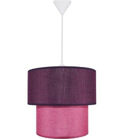 Resim Şenay Aydınlatma Ikili Silindir Kumaş Sarkıt Avize-Bordo Pembe 