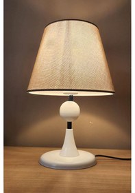 Resim Maya Beyaz Ayaklı Abajur Masa Lambası Açık Kahve Şapka Salon Yatak Odası Abajur Beyaz 