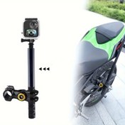 Resim Motorsiklet selfie çubuğu tutma braketi kurulumu, ayarlanabilir uzunluklu kamera braketi, 1/4 inç vida değiştirme, monopod ile hızlı serbest bırakma braketi, Insta360, DJI cep telefonu braketi için uygun, bisiklet sabitleme aksesuarları 