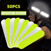 Resim 50 adet Yüksek Görünürlü Yansıtıcı Güvenlik Etiketleri - Su Geçirmez PVC, Arabalar ve Motosikletler için Uygun. 