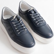 Resim Mubiano Eryon Erkek Lacivert Hakiki Deri Casual Sneaker Lastik Detaylı Ayakkabı 