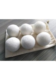 Resim 6 Adet Yünlü Çamaşır Kurutma Topları Krem 