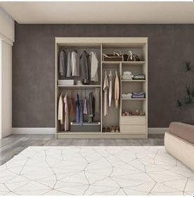 Resim Sürgülü Gardırop 200/210 Cm (KOTON VİZON) 