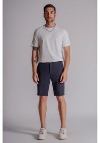 Resim Braccas Erkek Yandan Cepli Klasik Bel Slim Fit Chino Şort Lacivert Lacivert 