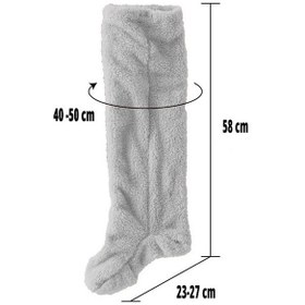 Resim Wellsoft Peluş Diz Üstü Ev Çorabı Uzun Çorap Açık Gri 