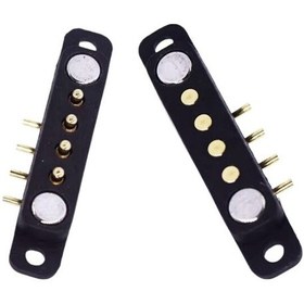 Resim 4-pin 2.54mm 90c Pogo Pin Manyetik Konnektör Takımı - Kulaklı 