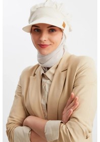 Resim Kadın Tesettür Multi Şifon Ipeksi Şal Ve Pamuklu Penye Vizör Şapka Ikilisi - Rahat, Ekstra Hafif - Tek Ebat / Bej BEj 