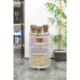 Resim Evistro Tezgah Üstü 3 Katlı Metal Açılır Kapanır Paslanmaz Sebzelik Beyaz 