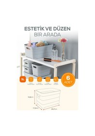 Resim 6'lı 5 Litre Saklama Kutusu Antrasit Antrasit 