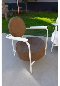 Resim Azra Mobilya Venüs Koltuk Takımı Beyaz İskelet Modern Koltuk Seti Ofis Ve Ev Kullanımı Soft Kumaş Kahverengi 