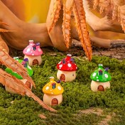Resim 4 adet set, reçine mantar evi kale seti dekorasyonu, mini sanat el yapımı dekorasyon, yaratıcı dekorasyon, düzensiz şekil, odaların, masaüstlerinin, bonsai'nin, yosun yeşili mikro manzaranın DIY dekorasyonu için kullanılır, parti ve festival dekorasyonu için uygundur 