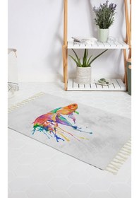 Resim Banyo Halısı Dijital Baskılı Banyo Paspası 50x80 Polyester Kaymaz Tabanlı Duş Paspası Gold Fish Beyaz - Siyah 