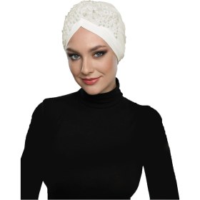 Resim Elysianfidan Kopma Astarlı İşlemeli Krem Çiçek Dantel Motifli Hazır Türban Tesettür Abiye Bone Krem-çiçek 