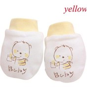 Resim Sarı Erkek Kız Yenidoğan Çizilmez Pamuklu Bebek Kavrama Önleyici Eldiven Yüz Koruma Sarı 