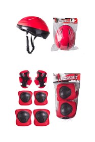 Resim Genel Markalar Kız Çocuk Kırmızı Kask Dizlik Kolluk Ve Dirseklik Koruyucu Takım Seti 