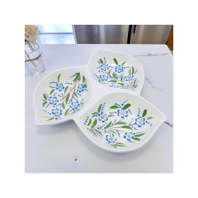 Resim Sharp & Art Seramik Kahvaltılık, Sosluk, Çerezlik ve Sunum Tabağı, 3 Bölmeli Elişlemesi 