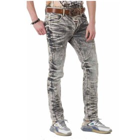 Resim CD718 Parçalı Gri Yıkama Erkek Kot Pantolon Gri 