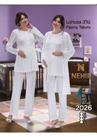 Resim Nehir 2026 Hamile Lohusa 3 Lü Pijama Sabahlık Tk 