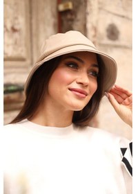 Resim Kadın Deri Bucket Şapka Rkş-02 Bej Bej 