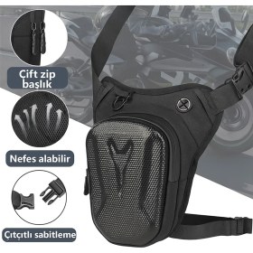 Resim Avca Uniseks Kabuk Korumalı Suya Dayanıklı Motorcu Bacak Çapraz Omuz Bel Çantası 