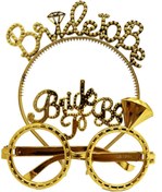 Resim NessiWorld BrideToBeYazılıTaçveBrideToBeYazılıGözlükSetiAltınRenk 