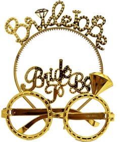 Resim NessiWorld BrideToBeYazılıTaçveBrideToBeYazılıGözlükSetiAltınRenk 