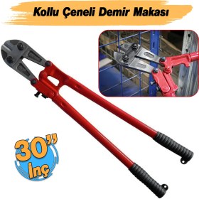 Resim (30'') Kollu Çeneli Kupplon Demir Kesme Makası Çubuk Inşaat Demiri Teli Metal Kesim Makası Cr-V 