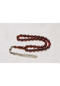Resim Ateş Kehribar Tesbih 8x11 Mm Kapsül Püsküllü Tesbih 