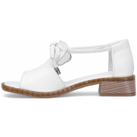 Resim Elit Zeyn 8155 Kadın Hakiki Deri Topuklu Sandalet Beyaz Beyaz 