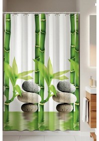 Resim Tropik Home -bamboo- Çift Kanatlı Banyo Duş Perdesi 2x110x200 Yeşil 
