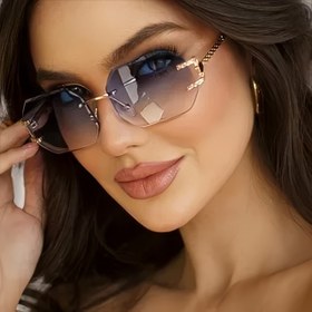 Resim 1 Adet Çokgen Çerçevesiz Gradyan Moda Gözlük - Kadınlar İçin 