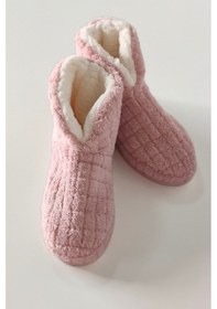 Resim Sevim Kalın Kaydırmaz Tabanlı İçi Tüylü Ev Botu - Yumuşak, Peluş İç Astarlı, Kışlık Panduf-pudra Pudra/35-36 Pudra 