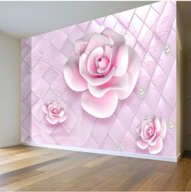 Resim 3D Pembe Güller Duvar Posteri 