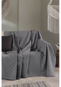 Resim Koltuk Örtüsü %100 Pamuk Yatak Örtüsü Pike 200 X 230 Cm Antrasit 
