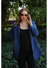 Resim Moda Berray 1616 Fermuarlı Cep Detaylı Kapuşonlu Bondit Ceket Sax Saks Mavi 
