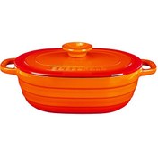 Resim Lava Döküm Oval Tencere Döküm Demir Kapak Experience Serisi Ölçü 24x33cm. Kırmızı Turuncu 