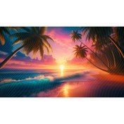 Resim Venspor Tropik Palmiye Ağaçları ve Renkli Gün Batımı Manzarası Arkaplan, 200x150cm, Fon, Duvar Örtüsü 