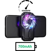 Resim Coofbe Kablosuz 700MAH Şarjlı 6000RPM 3 Hız Kademeli Dönüş Telefon Soğutucu Fan Soğutma Fanı Radyatör Soğutucu 