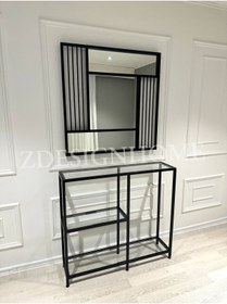 Resim zdesignhome 90 Cm Ayna + 90x25x100 Cm Metal Dresuar Z07 