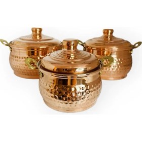 Resim Efemir Bakır Mini Güveç Tencere Seti 