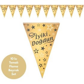 Resim İyiki Doğdun Altın Siyah Flama Bayrak Set Süs Tüm Yaşlar 