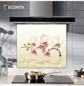 Resim Decorita Krem Orkide | Cam Ocak Arkası Koruyucu | 52cm x 60cm 