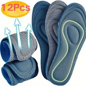 Resim 6 çift (12 adet) spor tabanlık, nefes alabilen ve kaymaz, erkekler ve kadınlar için uygun, şok emici, yumuşak ve konforlu ayakkabı aksesuarı 