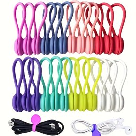 Resim 10 adet Manyetik Silikon Kablo Bağları - USB, Kulaklıklar & Anahtarlıklar için Yeniden Kullanılabilir Kablo Düzenleyici - Halloween & Noel için Mükemmel Hediye 